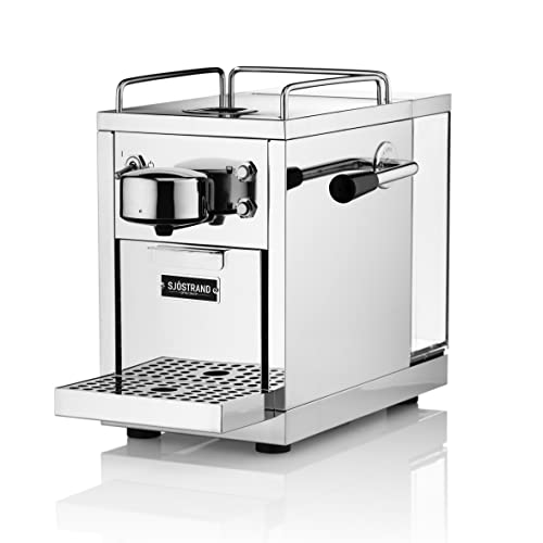 Cafetera automática de expresos Sjostrand, de Acero Inoxidable para cápsulas monodosis. Compatible con Nespresso Silver