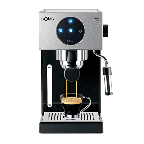 Solac CE4552 Squissita Touch-Cafetera Espresso, 1.5 l, 1050 W, portafiltros para 1 o 2 cafés, táctil, Parada, Auto-Off, Double Cream, vaporizador, Cups, Acero Inoxidable, Multicolor