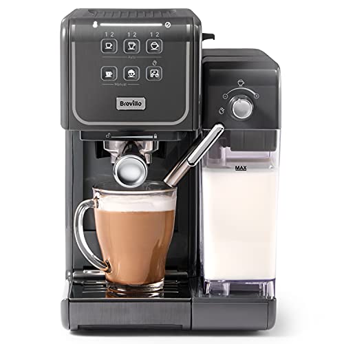 Máquina de café Prima Latte III de Breville | Cafetera expreso, capuchino y café con leche | Bomba italiana de 19 bares | Espumador de leche automático| Compatible con cápsulas | Gris [VCF146X]