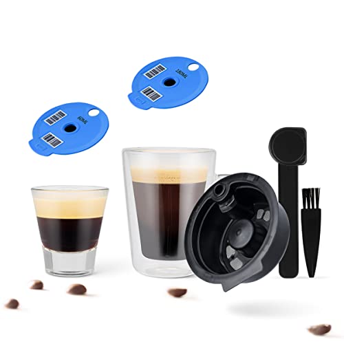 Cápsula de café rellenable para Tassimo Bosch de Tassimoo, cápsula reutilizable de café, filtro de café para Tassimo Bosch ,1 Body Cápsula + 2 Disc lids (60ml+180ml),Blue