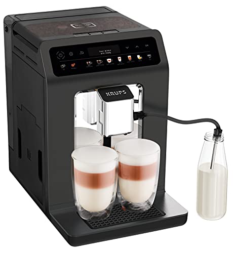 Krups EA895N10 Cafetera automática Evidence One | One Touch Cappuccino | Función de doble taza | 12 especialidades de bebidas | Pantalla a color | Depósito de agua de 2,3 litros | 1450 W