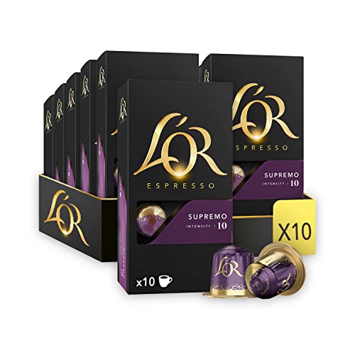 L'OR Espresso Café Supremo Intensidad 10 - Nespresso® * Cápsulas de café de aluminio compatibles - 10 paquetes de 10 cápsulas (100 bebidas)