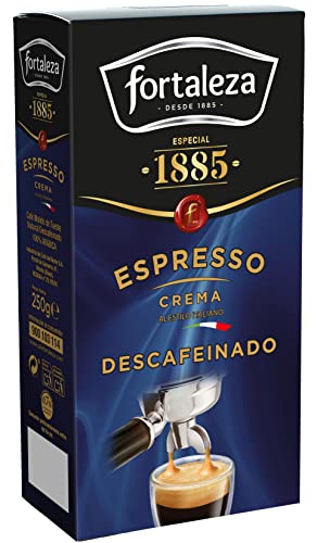Café Fortaleza - Café Molido Espresso Descafeinado, Puro Sabor, 100% Arábicas, Compatible con Cafeteras Italianas, de Filtro y de Émbolo, Pack 250g x 4 estcuches - Total 1kg…