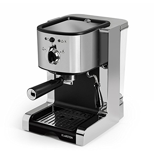 KLARSTEIN Passionata - Cafetera, Máquina de espresso, Cafetera automática, Espumadora, Cafetera, Presión automática, Boquilla de vapor, 1,25L (6 Tazas), 20 bares, Plateado