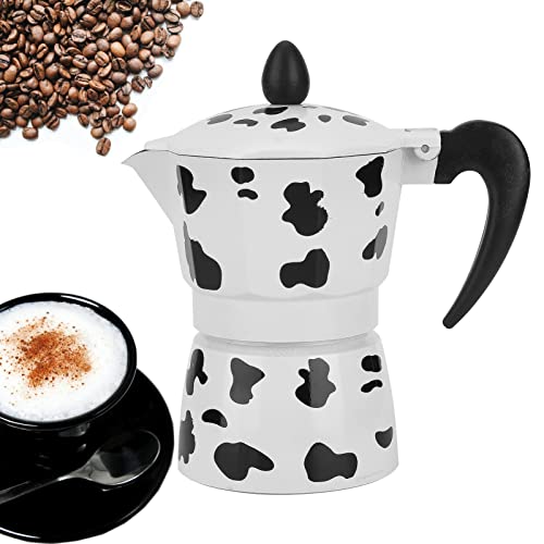 Máquina de café exprés en estufa, leche de vaca Moka Pot Cafetera Cafetera 3/6/9 Taza Aluminio(5oz 3cup)