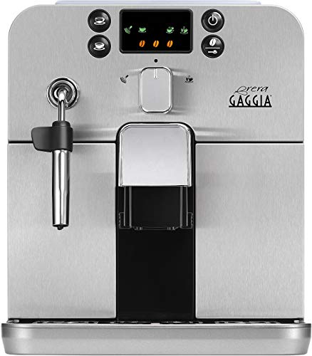 Gaggia Brera Silver, Cafetera Automática para Espresso y Cappuccino, Café en Grano o Molido, RI9305/01, 1400W, Plata, 100% Made in Italy