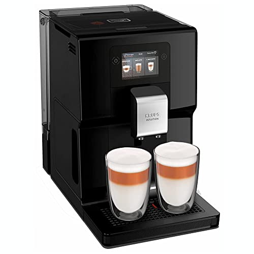 Krups Intuition Preference EA8738 Cafetera superautomática, pantalla táctil color, máquina de café con indicadores lumínicos, 11 bebidas personalizables, 8 recetas personalizadas, Color Negra