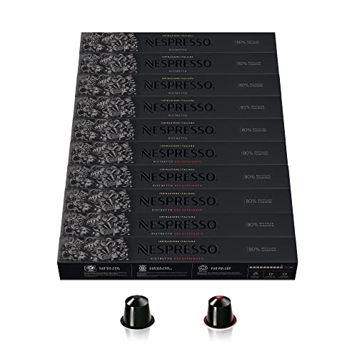 Nespresso Original Cápsulas de Café Ristretto, 100 Cápsulas (50 Normal y 50 Descafeinado) para Máquina de Café, Cafetera, Tueste Intenso con Notas Afrutadas…