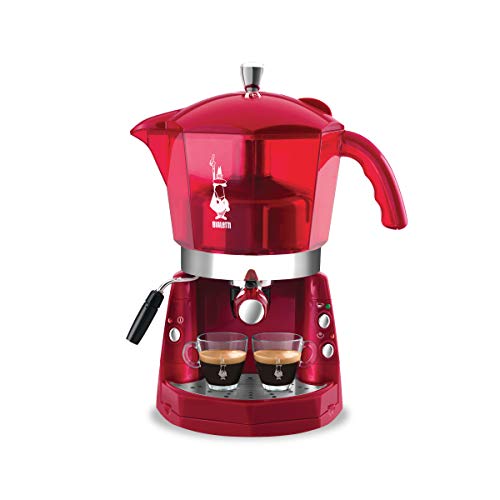 Bialetti Mokona, Espresso Café Máquina, Abierto Sistema (por Ground, Cápsulas y Vainas), 1050W, Rojo