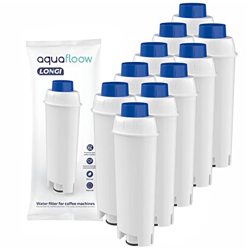 Aquafloow Cafetera Automática Filtro para DeLonghi DLSC002, DeLonghi Filtro de Agua Cartuchosde Carbón Activado para De'Longhi ECAM ESAM ETAM BCO, Paquete de 10