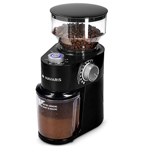 Navaris Molinillo de café eléctrico - Molino regulable de granos de café semillas frutos secos o especias - Moledor profesional para hasta 14 tazas