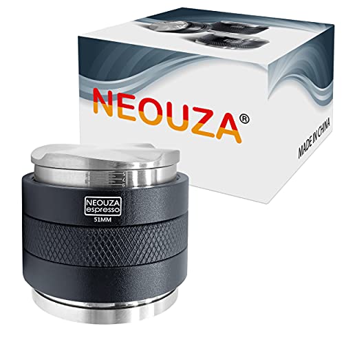 NEOUZA - Distribuidor de café con escala de calibración láser de 51mm y tamper 2 en 1, nivelador de doble cabezal para portafiltro Delonghi, profundidad ajustable