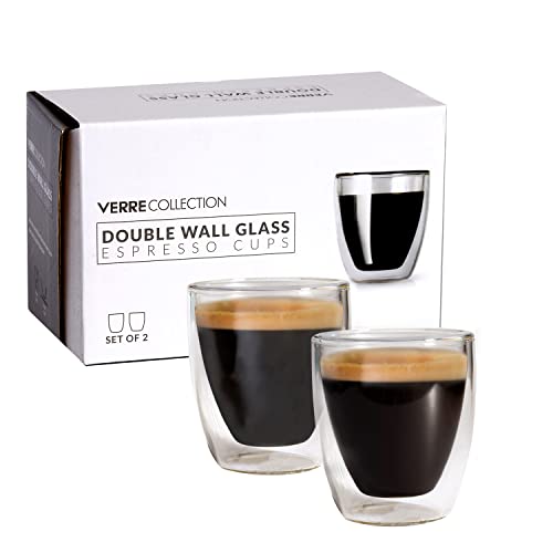 Verre Collection | Taza de Vidrio para Espresso de Doble Pared, 80mL/2.7 oz, Juego de Dos