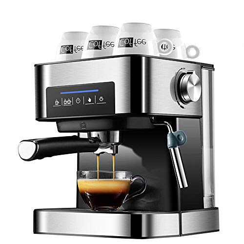 YUEWO Cafetera Espresso automática, 850W,Cafetera Express para Espresso y Capuccino,Depósito extraíble de 1,5L, 20 Bares, 2 Bebidas de Café,acero inoxidable