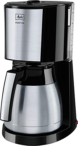 Melitta Cafetera de filtro con jarra isotérmica de acero inoxidable, Selector de aroma, Enjoy Top Therm, Negro/Acero inoxidable mate, 1017-08