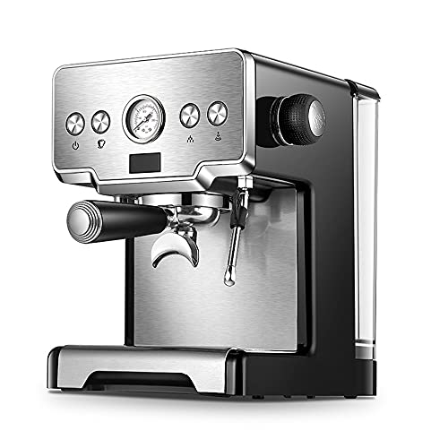 Yoaa Máquina de café con bomba, máquina de espuma de leche semiautomática, máquina de café inteligente para el hogar con un solo botón, cafetera manual de 1,7 l
