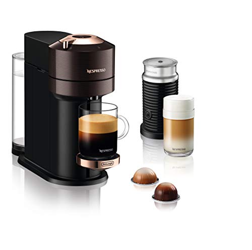 De'Longhi Nespresso Vertuo Next ENV 120.BWAE - Cafetera de cápsulas con espumador de leche Aeroccino, color marrón