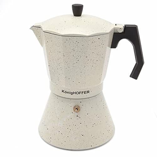 Cafetera turca Estufa Expresso Cafetera Percolador Negro Beige Piedra Mármol 12 tazas Cafetera Espresso Gas de inducción 720 ml (Vainilla)