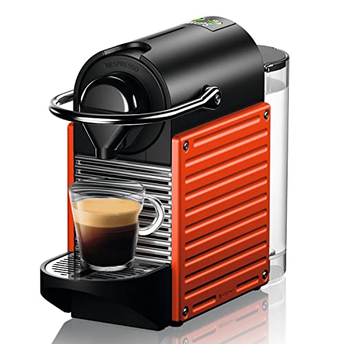Krups Nespresso Pixie XN3045 - Cafetera monodosis de cápsulas Nespresso, compacta, 19 bares, apagado automático, color naranja, 14 cápsulas interior