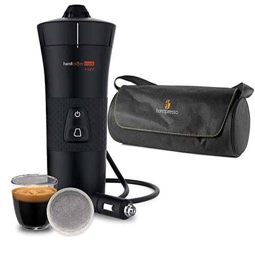 Handpresso - Set cafetera portatil 24V Handcoffee Truck Set 21012, maquina de cafe portatil para camión Senseo de 24V con bolsa y taza. Cafetera Senseo para camión Encendedor para viajes, camping-car