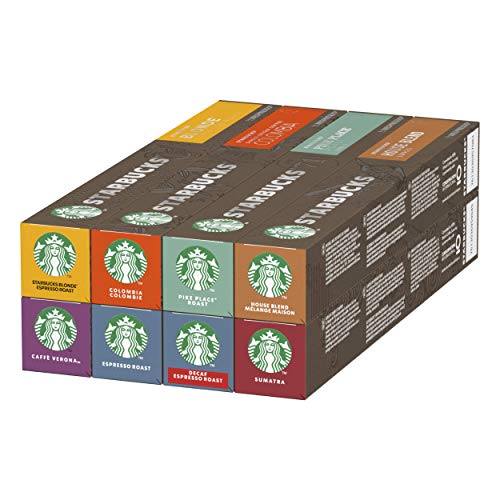 STARBUCKS Paquete Variado de Nespresso, 8 Sabores, Cápsulas de Café 8 x 10 (80 Cápsulas) - Exclusivo en Amazon