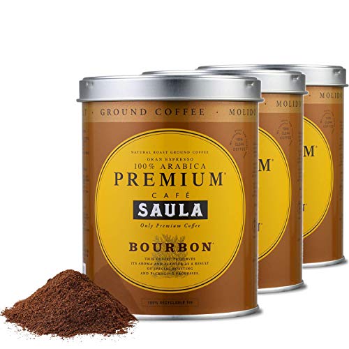 Café Saula, 3 Botes de 250 gr. Gran Espresso Premium Bourbon Blend 250 gr. café molido 100% Café Arábica