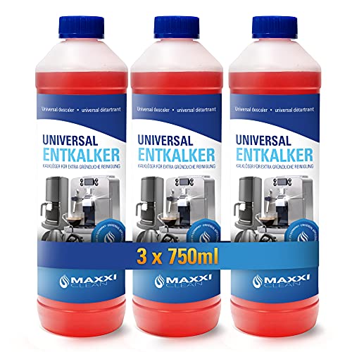 Maxxi Clean Power Descalcificador universal para su cafetera automática - apto para todas las marcas conocidas - eliminador de cal para una limpieza extra a fondo (3x 750 ml)