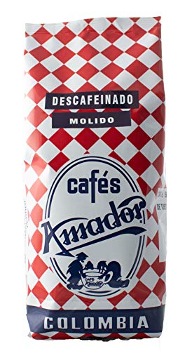 Cafés AMADOR - Café DESCAFEINADO MOLIDO FINO Natural Arábica - COLOMBIA (Molienda para Cafetera Italiana / Espresso) 250g