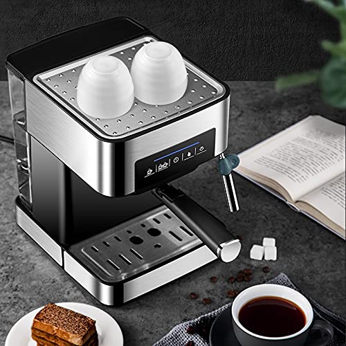 XIAOSAKU Cafeteras Expresso Máquina de Espresso 1.5L Pantalla táctil de Alta Capacidad Semi-Automático Bomba Milk Froth para el Hogar y la Oficina (Color : Light Grey)