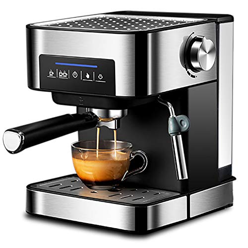 HYISHION Cafetera Expresso Automática - Cafetera Espress para Espresso y Cappuccino, 20 Bares, 900 W, 1,5 litros, Vaporizador Orientable, Doble Salida, Regulador de Presión
