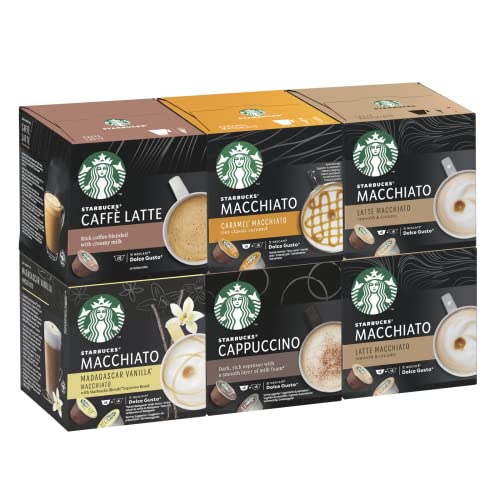 STARBUCKS Paquete Variado White Cup de Nescafé Dolce Gusto Cápsulas de Café 6 x 12 (72 Cápsulas) - Exclusivo en Amazon