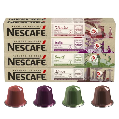Nescafé Farmers Origins cápsulas de café, 4 Variantes, 80 Cápsulas, 8x10 Aprobado para Máquinas Nespresso