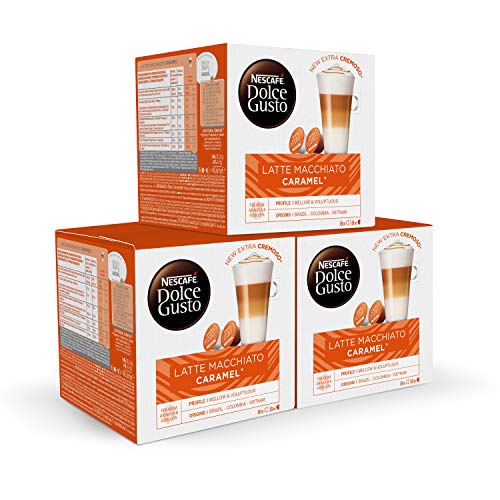 Nescafé DOLCE GUSTO Café LATTE MACHIATTO CARAMEL - Pack De 3 x 16 cápsulas - Total: 48 Cápsulas