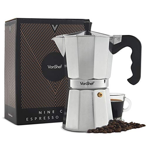 VonShef Cafetera italiana espresso para hornillo 9 tazas