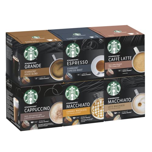 STARBUCKS Paquete Variado de Nescafé Dolce Gusto Cápsulas de Café 6 x 12 (72 Cápsulas) - Exclusivo en Amazon
