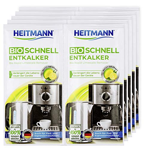 Heitmann Descalcificador rápido BIO para cafeteras automáticas, hervidor de agua, hervidor de huevos, 2 x 25 g, 5 unidades