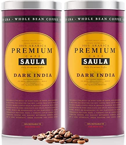 Café Saula Pack 2 Latas Gran Espresso Premium Dark India 500g. Grano 100% Arábica
